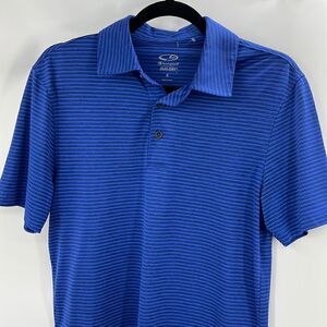 Champion small blue black striped short sleeve polo